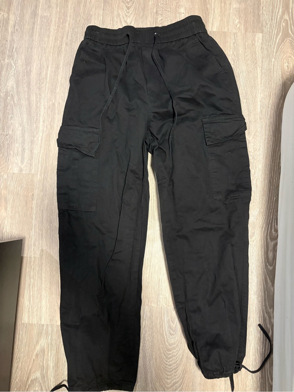 Women’s Black Cargo Jogger Pants with Drawstring Waist